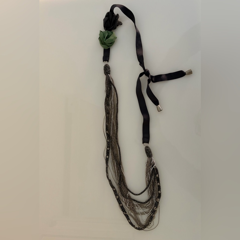 Brunello Cucinelli Black and Silver Multi-Strand Necklace